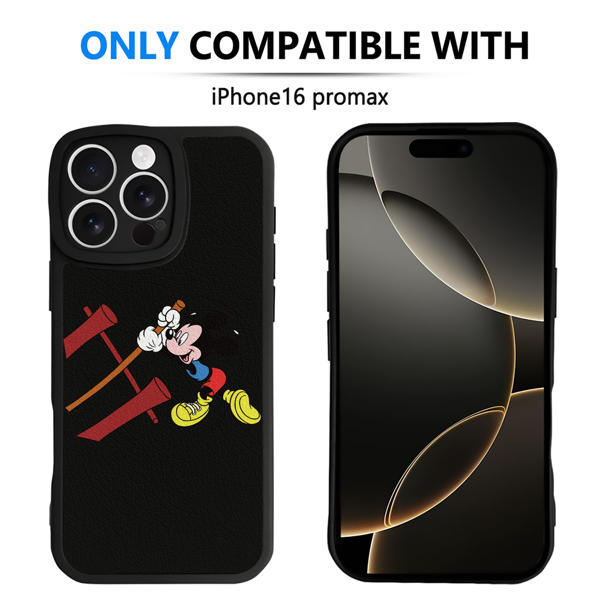 （画像用） ミッキーマウス Mickey Mouse 【iPhone 16シリーズ対応】シリコンスマホケース（レザー調） 材質：シリコン